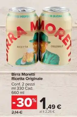 Carrefour BIRRA MORETTI RICETTA ORIGINALE offerta
