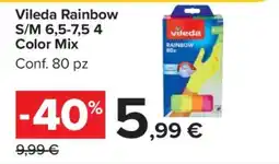 Carrefour Vileda Rainbow S/M 6,5-7,5 4 Color Mix offerta