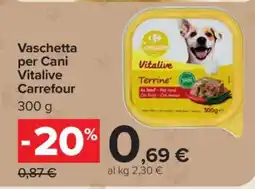 Carrefour Vaschetta per Cani Vitalive Carrefour offerta