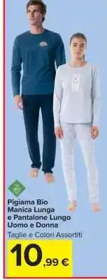 Carrefour Pigiama Bio Manica Lunga e Pantalone Lungo Uomo e Donna offerta