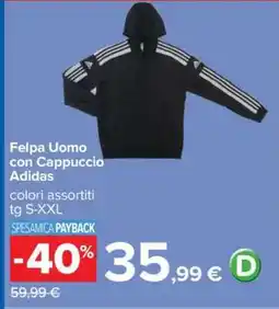 Carrefour Felpa Uomo con Cappuccio Adidas offerta