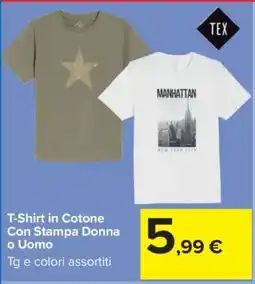 Carrefour T-Shirt in Cotone Con Stampa Donna o Uomo offerta