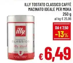 A&O Illy tostato classico caffè macinato ideale per moka offerta