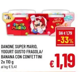 A&O Danone super mario, yogurt gusto fragola/ banana con confettini offerta