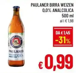A&O Paulaner birra weizen 0,0% analcolica offerta