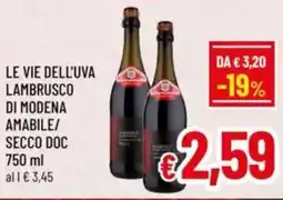 A&O Le vie dell'uva lambrusco di modena amabile/ secco doc offerta