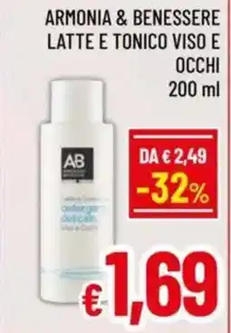 A&O Armonia & benessere latte e tonico viso e occhi offerta