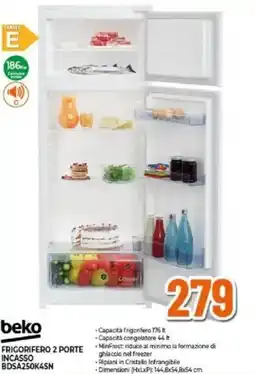 Expert beko FRIGORIFERO 2 PORTE INCASSO BDSA250K4SN offerta