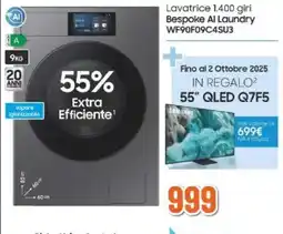 Expert SAMSUNG Lavatrice 1.400 giri Bespoke Al Laundry WF90F09C4SU3 offerta