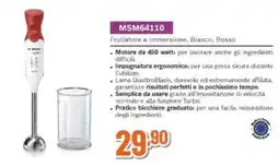 Expert BOSCH MSM64110 Frullatore a immersione, Bianco, Rosso offerta