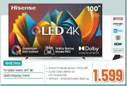 Expert Hisense TV QLED 144Hz 100″ 4K 100E7NQ offerta
