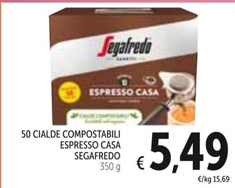 Spazio Conad Segafredo 50 Cialde Compostabili Espresso Casa 350g offerta