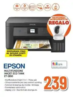 Expert EPSON MULTIFUNZIONE INKJET ECO TANK ET-2850 offerta