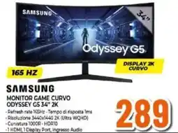 Expert SAMSUNG MONITOR GAME CURVO ODYSSEY G5 34" 2K offerta