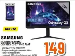 Expert SAMSUNG MONITOR GAMING ODYSSEY G3 27" FHD FLAT offerta