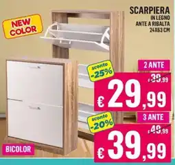 Satur Scarpiera in legno ante a ribalta 24x63 cm offerta