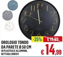 Satur Orologio tondo da parete ø 50 cm offerta