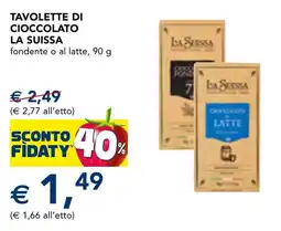 Esselunga Tavolette di cioccolato LA SUISSA offerta
