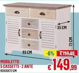 Satur Mobiletto 5 cassetti-2 ante offerta