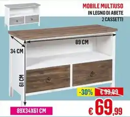 Satur Mobile multiuso in legno di abete 2 cassetti offerta