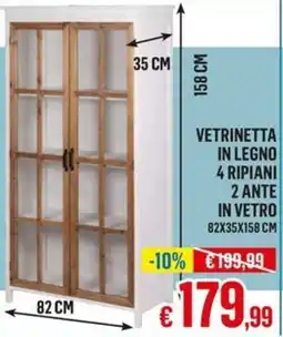 Satur Vetrinetta in legno 4 ripiani 2 ante in vetro offerta