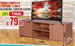 Satur Mobile porta tv 2 ripiani-2 ante in legno mdf-140x40 cm-H. 50 cm offerta