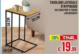 Satur Tavolino laterale d'appoggio in legno mdf e ferro 40x30x58cm offerta