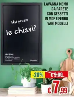Satur Lavagna memo da parete con gessetti in MDF e ferro vari modelli offerta