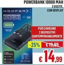 Satur KOOPER Powerbank 10000 MAH offerta