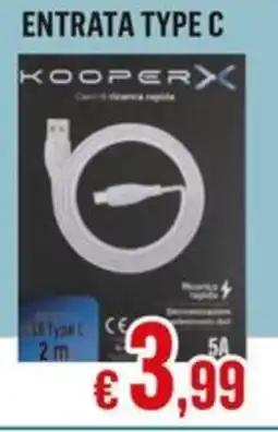 Satur Kooper cavo ricarica veloce 2 metri entrata type C offerta