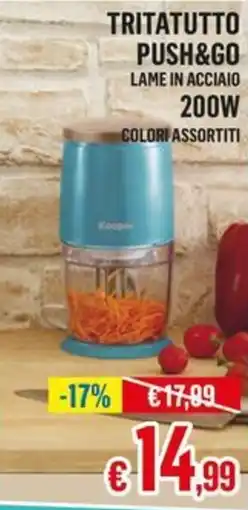 Satur Tritatutto push&go lame in acciaio 200W colori assortiti offerta