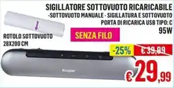 Satur Kooper Sigillatore sottovuoto ricaricabile 95W offerta