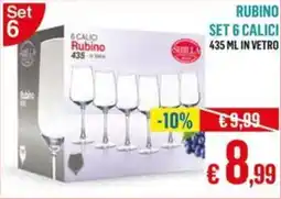Satur Rubino set 6 calici offerta