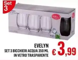 Satur Evelyn set 3 bicchieri acqua in vetro trasparente offerta