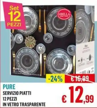 Satur Pure servizio piatti 12 pezzi in vetro trasparente offerta