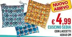 Satur Cuscino šedia con laccetti 40x40 cm offerta