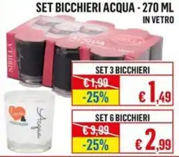 Satur Set bicchieri acqua in vetro offerta