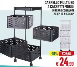 Satur Carrello multiuso 4 cassrtti mobili offerta