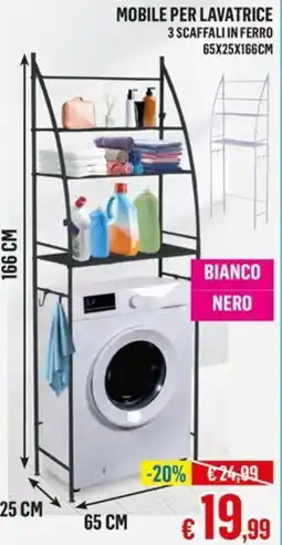 Satur Mobile per lavatrice 3 scaffali in ferro 65x25x166cm offerta