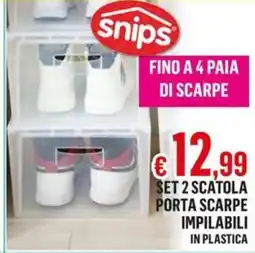 Satur Snips Set 2 scatola porta scarpe impilabili in plastica offerta