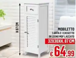 Satur Mobiletto 1 anta e 1 cassetto in legno mdf laccato 32x30xH. 87 cm offerta