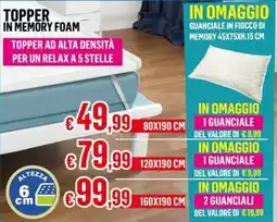 Satur Topper in memory foam 80x190 cm offerta