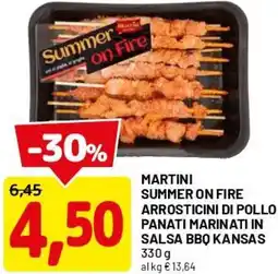 DPiù Martini summer on fire arrosticini di pollo panati marinati in salsa bbq kansas offerta