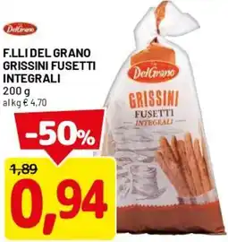 DPiù F.lli del grano grissini fusetti integrali offerta