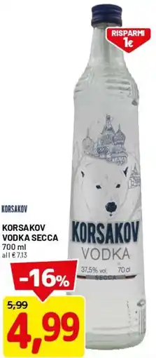 DPiù Korsakov vodka secca offerta