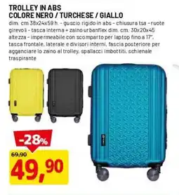DPiù Trolley in abs colore nero / turchese/giallo offerta