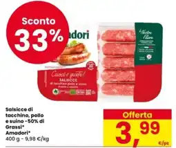 Eurospar Salsicce di tacchino, pollo e suino -50% di Grassi Amadori offerta