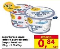 Eurospar Yogurt greco senza lattosio, gusti assortiti Despar Free From offerta