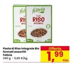 Eurospar Pasta di Riso Integrale Bio formati assortiti Felicia offerta