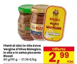 Eurospar Filetti di Alici in Olio Extra Vergine d'Oliva Biologico, in olio o in salsa piccante Rizzoli offerta